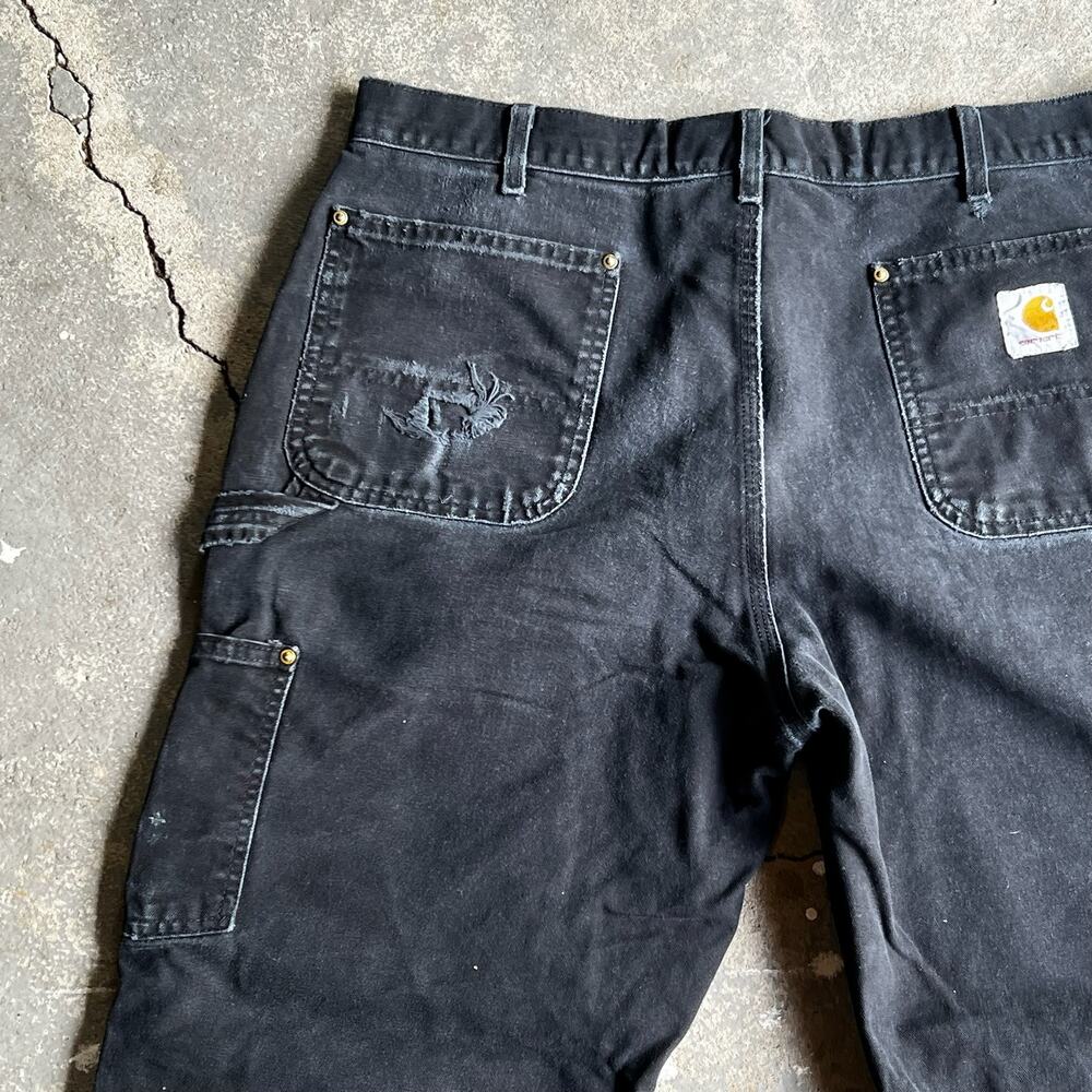 Carhartt faded black double knee work wear carpenter pants - Picture 7 of 12